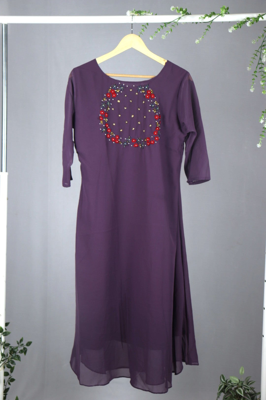 Lavendar Georgette Kurti with Yoke work