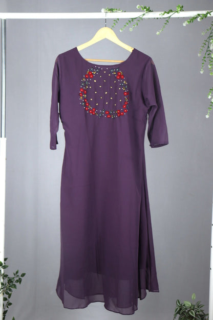 Lavendar Georgette Kurti with Yoke work