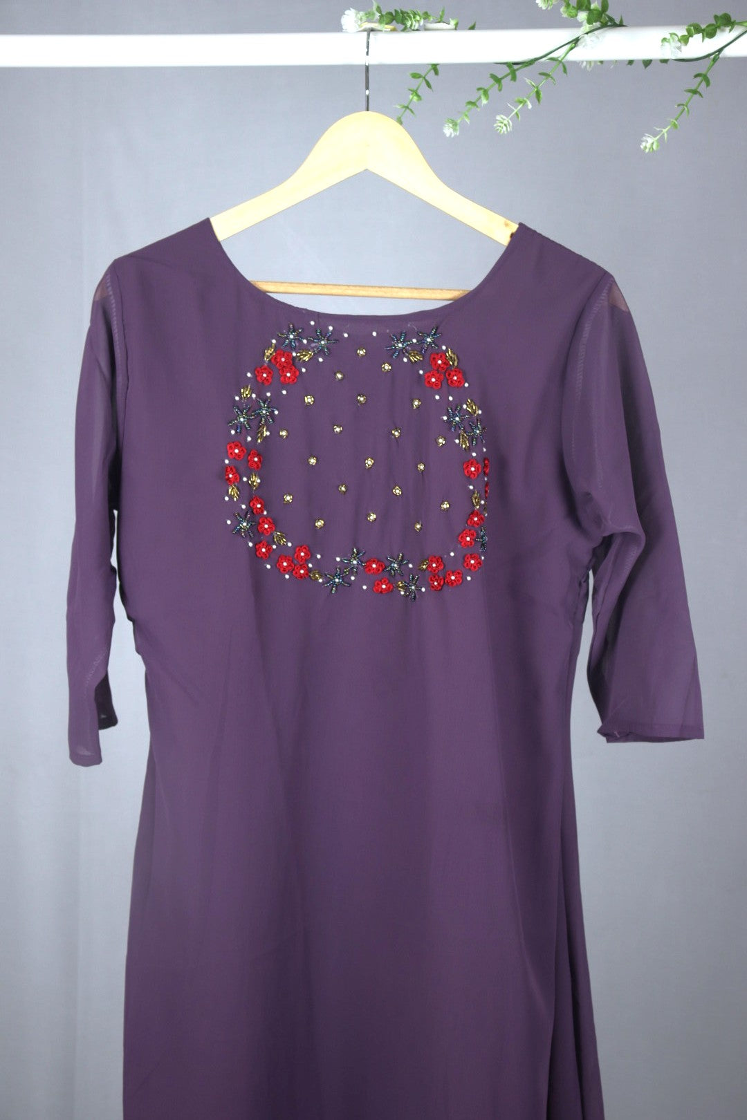 Lavendar Georgette Kurti with Yoke work