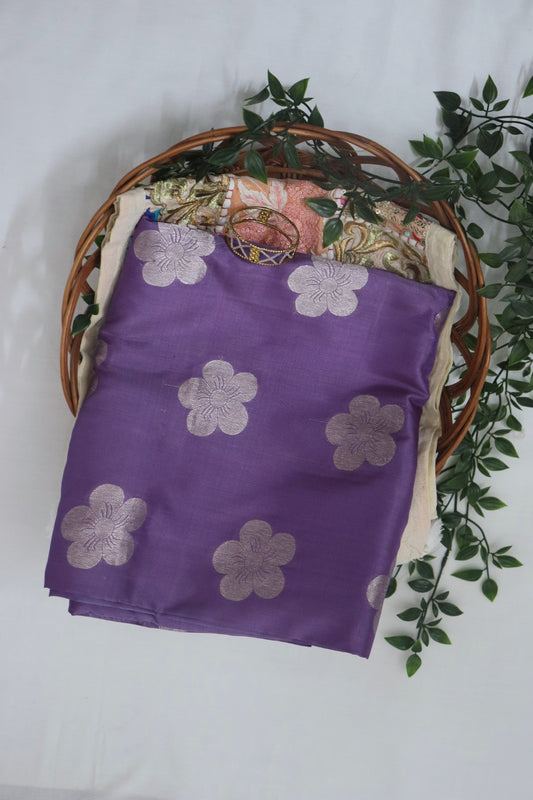 Lavender Pure Soft Silk Saree
