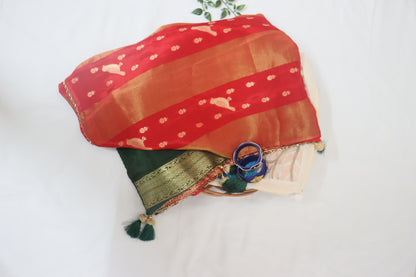 Red Dola Crepe Silk Designer Saree