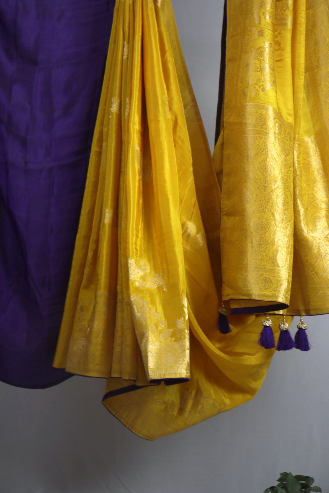 Yellow Dola Crepe Silk Designer Saree