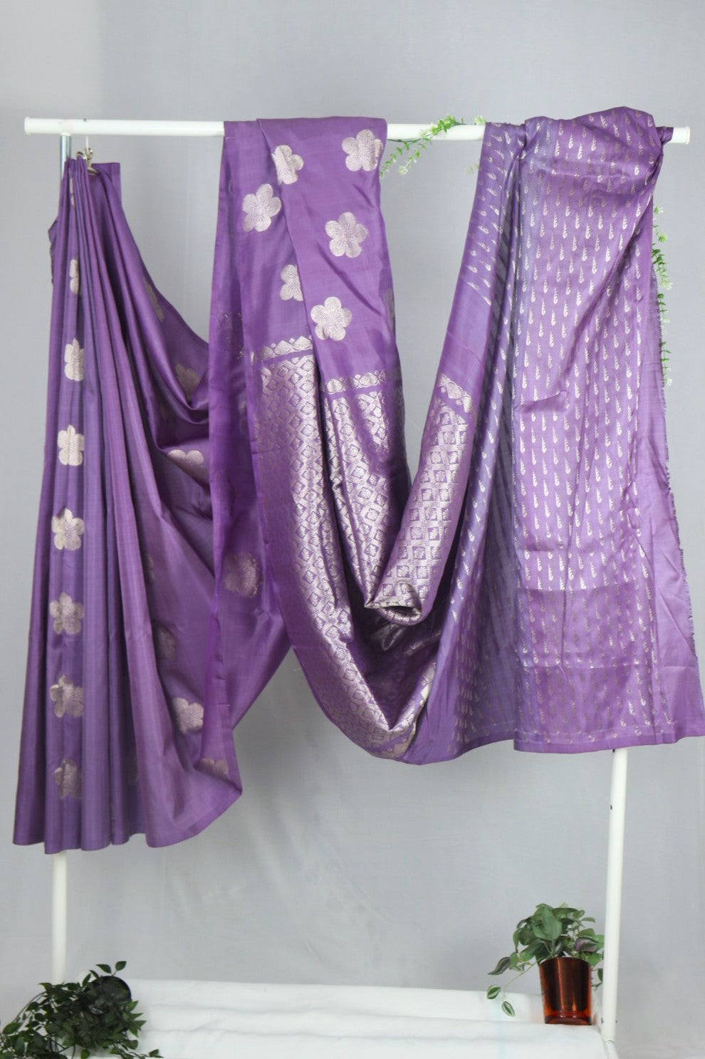 Lavender Pure Soft Silk Saree