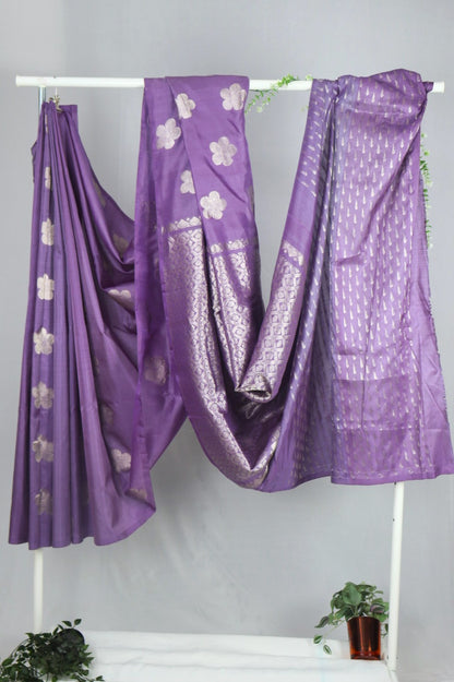 Lavender Pure Soft Silk Saree