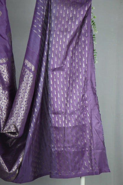 Lavender Pure Soft Silk Saree