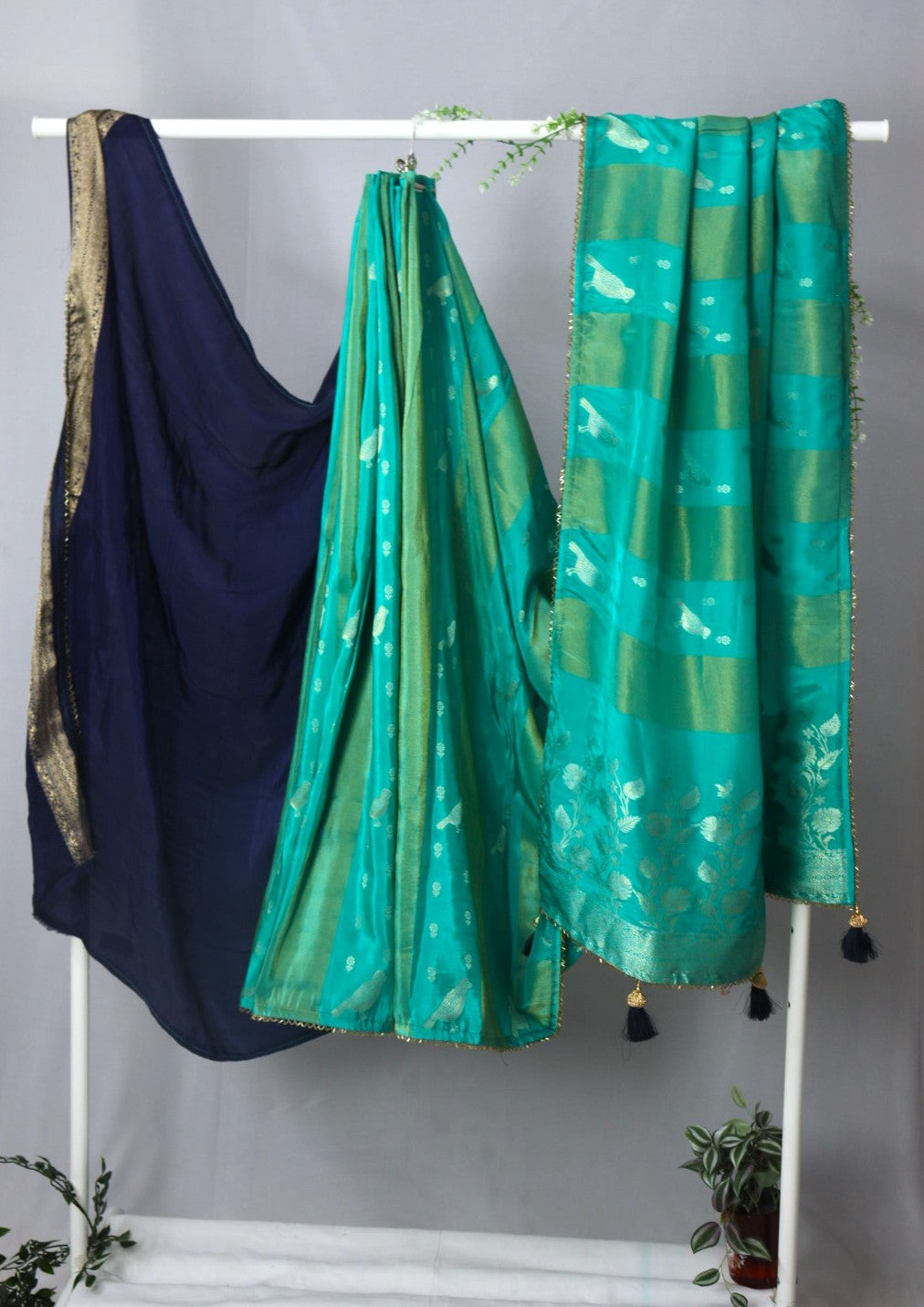 Sea Green Dola Crepe Silk Designer Saree