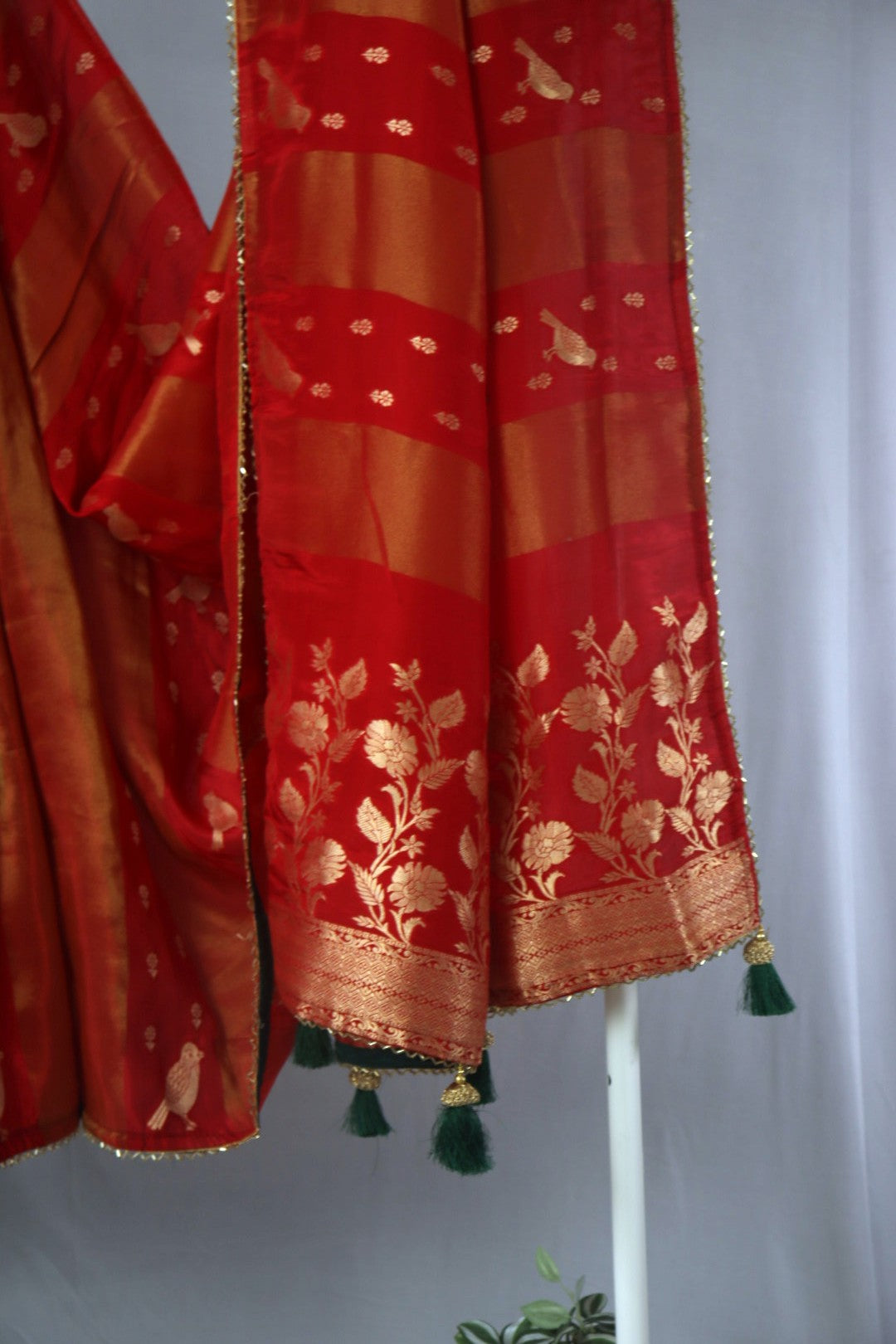 Red Dola Crepe Silk Designer Saree