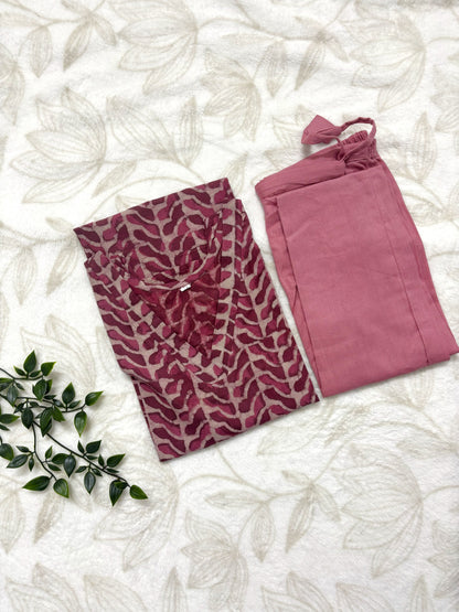 Onion Pink Kurti Set (with Sleeves enclosed)