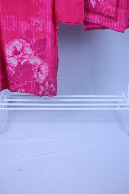 Crepe silk Straight cut kurti Set with yoke work - Pink