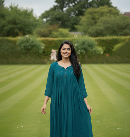 Teal Green Georgette Kurti