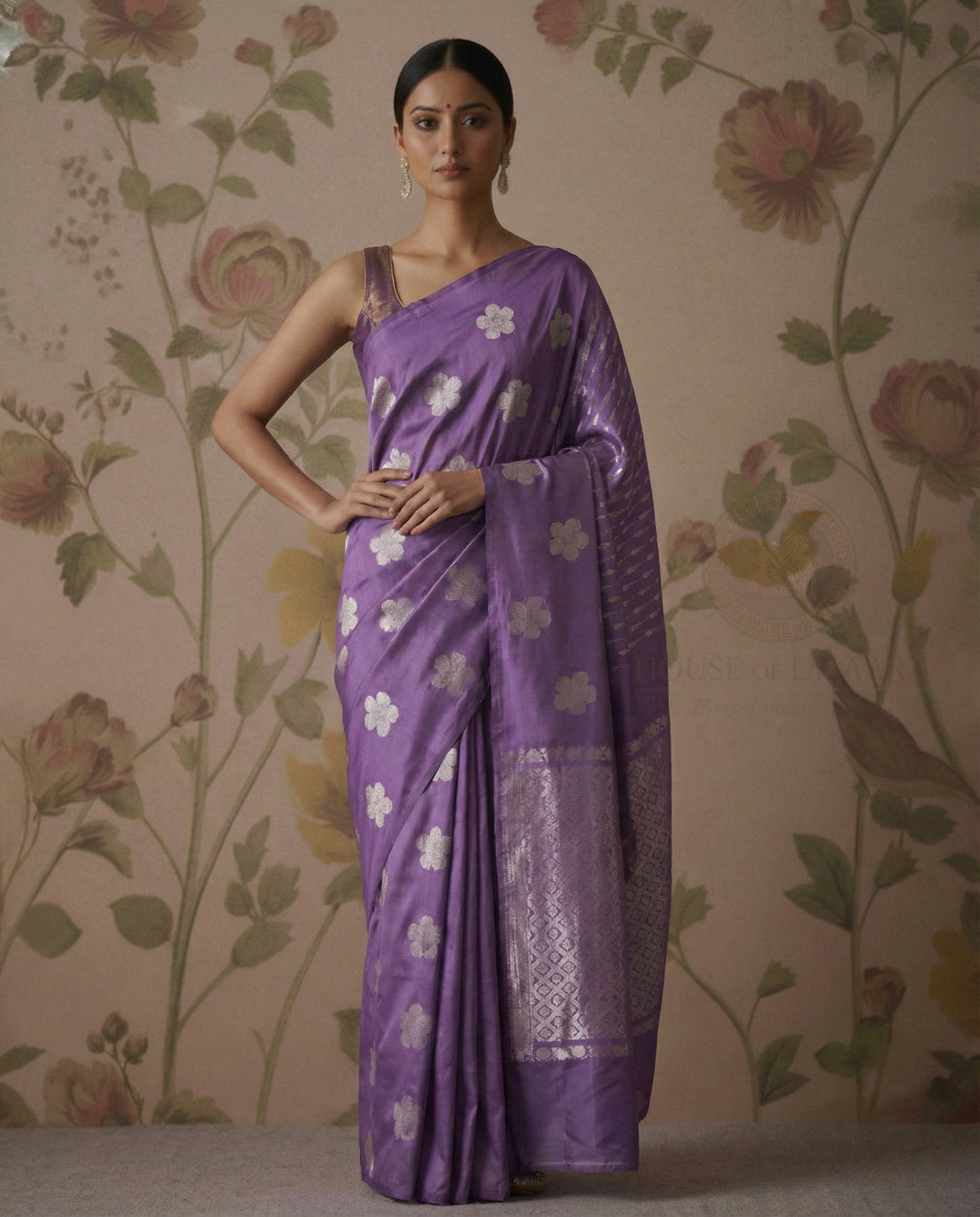 Lavender Pure Soft Silk Saree