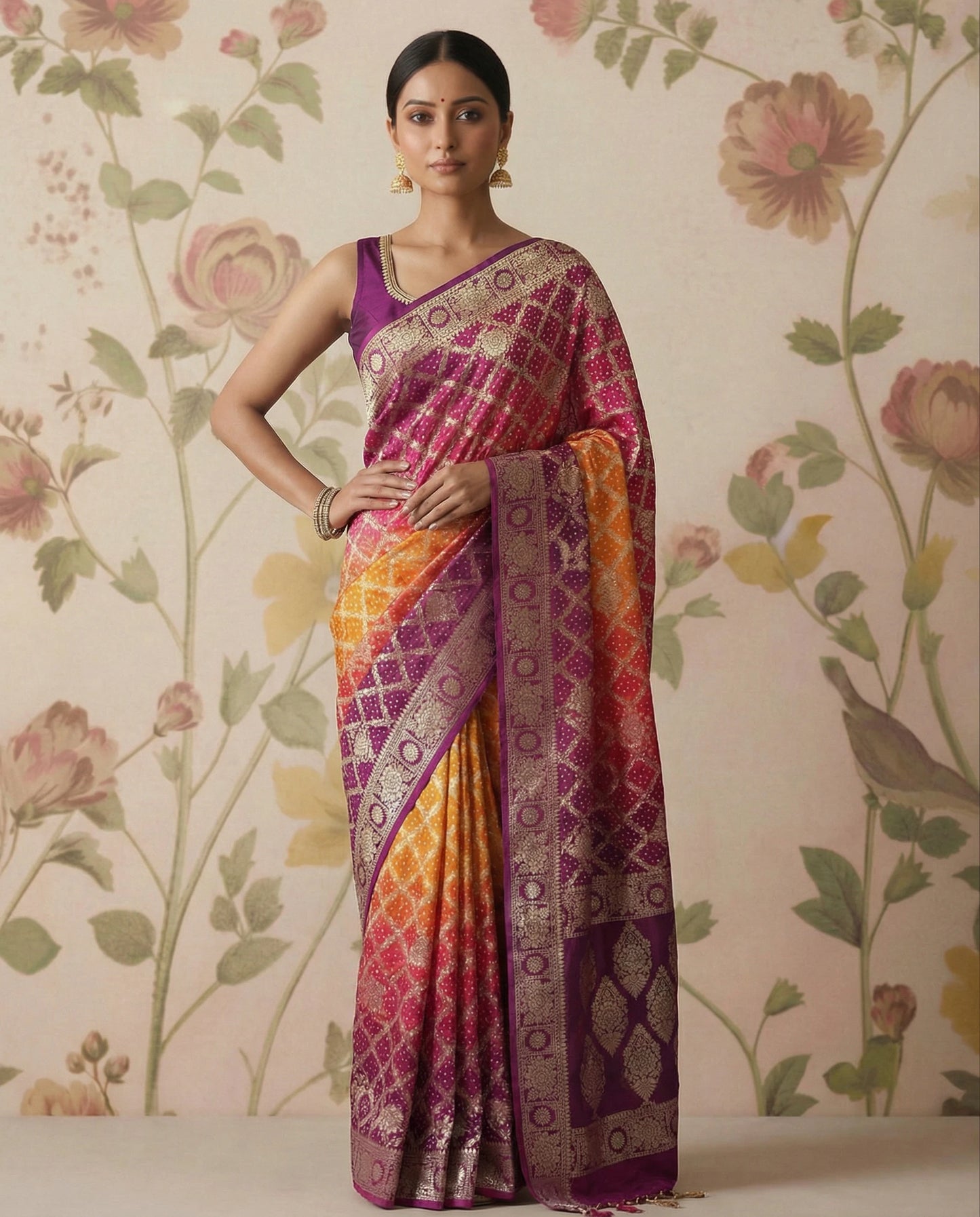 Magenta Pink Banarasi georgette