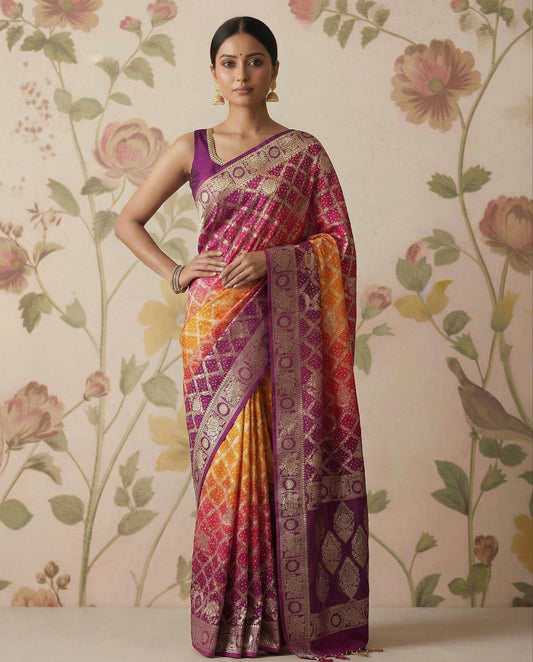 Magenta Pink Banarasi georgette