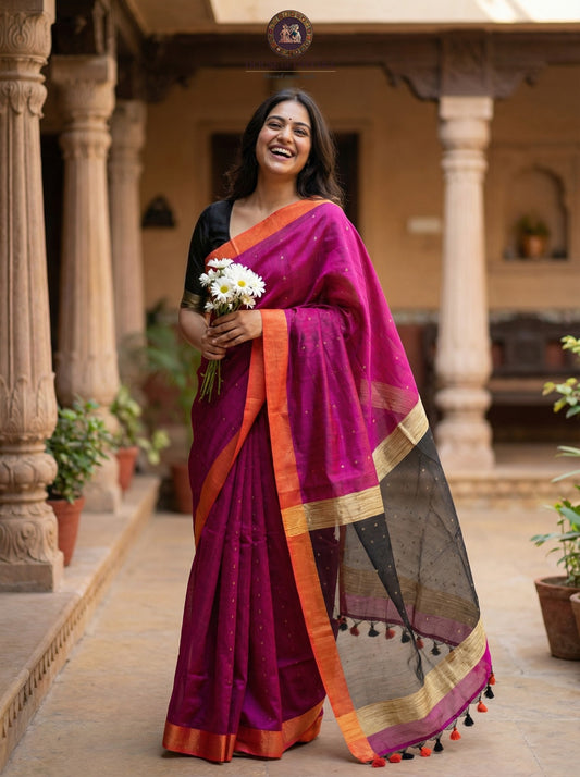 Jute & Muslin Sequence weaving Saree