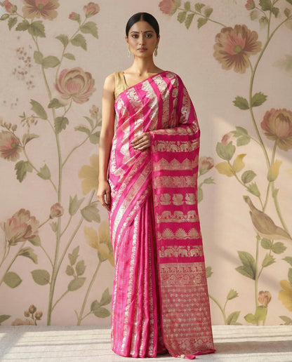 Pink Neetha Ambani premium Viscose silk Saree
