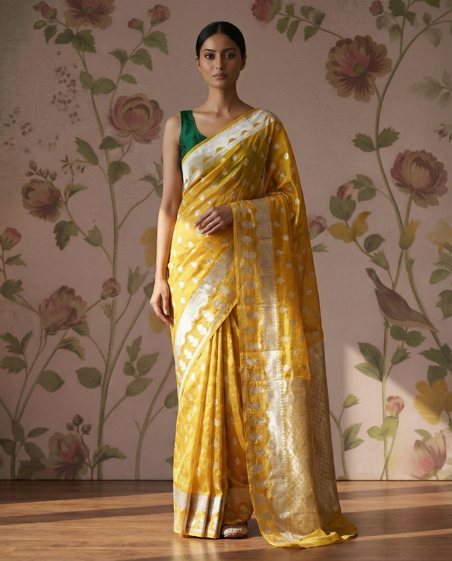 Pure banarasi tissue-Golden yellow