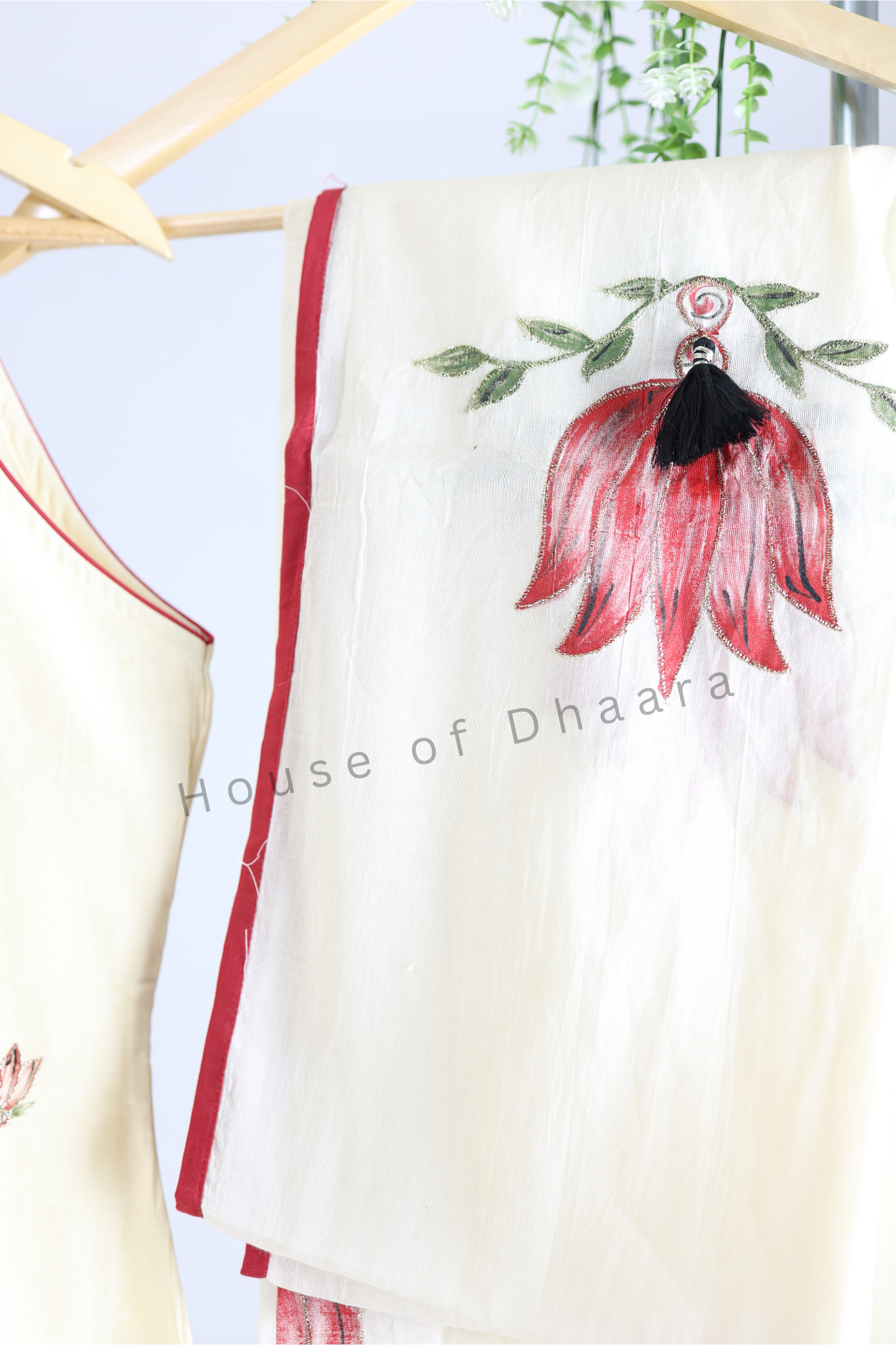 Cream Color Chanderi Kurti Set(Sleeveless)