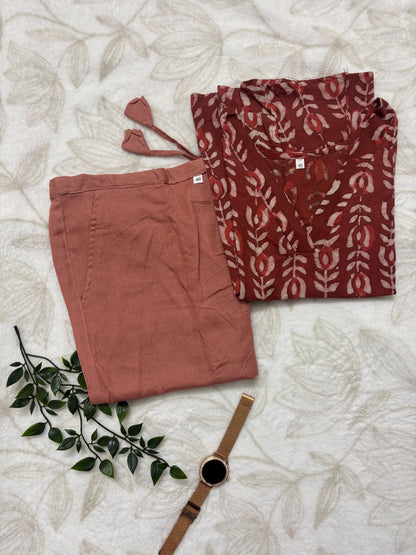 Orange Kurti Set (with Sleeves)