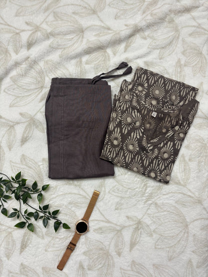 Light Ash Kurti Set (with sleeves)