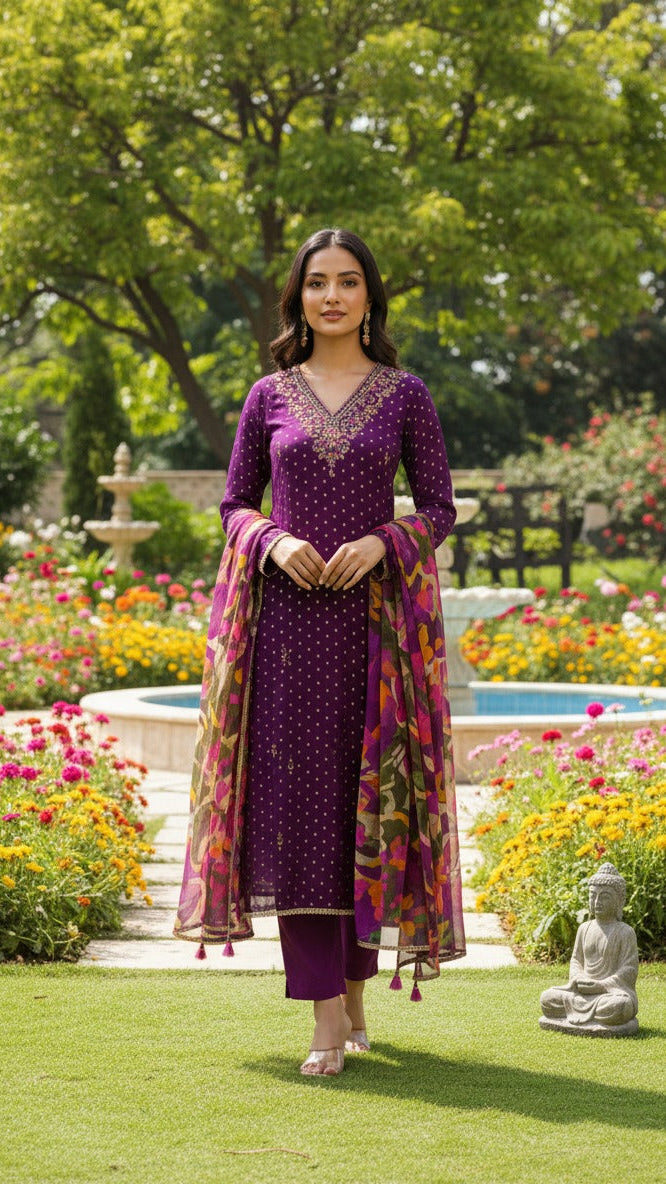 Magenta Ombre Kurti Set