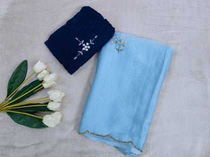 Tissue Viscose Fancy Designer Silk - blue