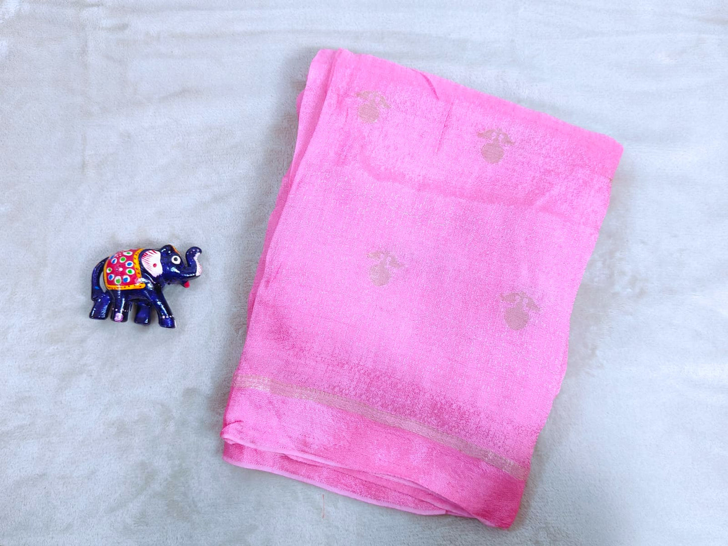 Baby Pink Viscose Silk Saree with Satin Blouse