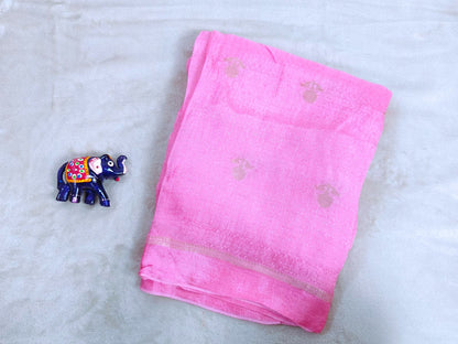 Baby Pink Viscose Silk Saree with Satin Blouse