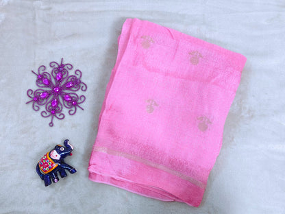 Baby Pink Viscose Silk Saree with Satin Blouse
