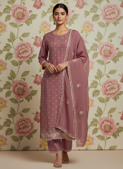 Pink Soft Organza Kurti Set